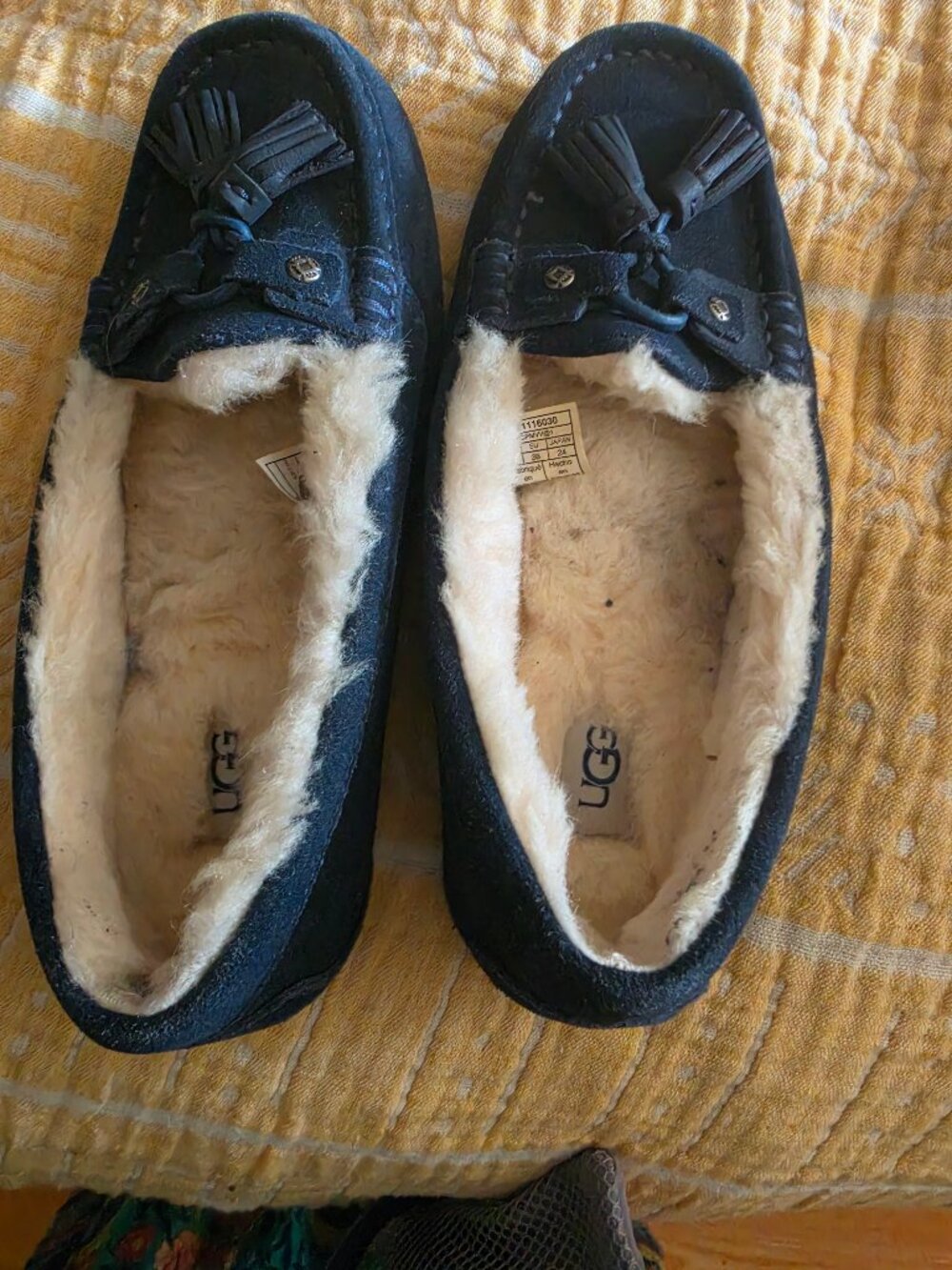 • UGG Litney Suede Tassel Slippers Blue Size 7
